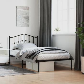 vidaXL Metal Bed Frame without Mattress with Headboard Black 100x190cm