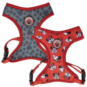 Arnés Premium para Perros Minnie Mouse - Talla XXS/XS - Rojo y Gris - Antitirones y Ajustable - 100% Poliéster - Producto Original