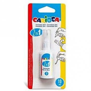 Carioca CORRECTOR LIQUID – Corrector líquido con pincel y punta metálica de 13ml, 2 in 1. Perfecto para borrar. Contiene 1 unidad. 10 ml. Color Blanco