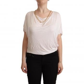 Guess By Marciano Women's White Short Sleeve Gold Chain T-Shirt Top - Size IT42/M/XL