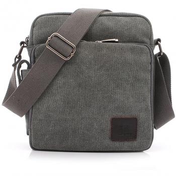 Bandolera MeCool de lona, para hombre, para viajes, la escuela, de paseo, etc., color Gris, talla M
