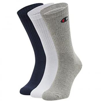 Pack de 3 pares de calcetines tipo crew con logo 'C' en colores negro, gris y blanco