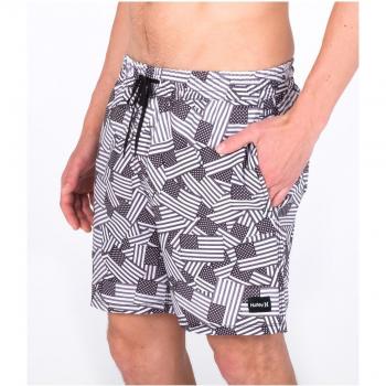 Hurley Bañador Corto Cannonball Volley 17'' - Material ligero, secado rápido, diseño de corte corto, estampado moderno, cintura elástica con cordón ajustable, bolsillos laterales y trasero