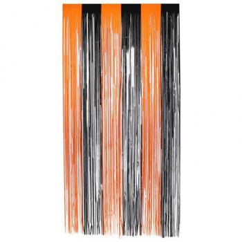 Cortina mate naranja y negro con flecos de 91x244 cm de la marca Smiffy's.