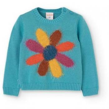 Jersey de bebé niña Boboli con cuello redondo y flor frontal