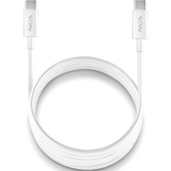 Cable USB-C NGS Zyro 60W-1 1m Blanco - Carga Rápida 60W, Transferencia de Datos 480 Mbps, PVC Resistente, Compatible con Smartphones, Tablets y Portátiles