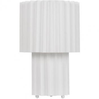 Lámpara de Mesita de Noche Moderna con Base de Lino Blanco y Pantalla en Forma de Tambor 40 cm