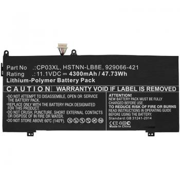 Batería de Portátil CoreParts MBXHP-BA0176 para HP Spectre x360, 1 Celda, 4300mAh, Li-Pol, 11.1V, Negra