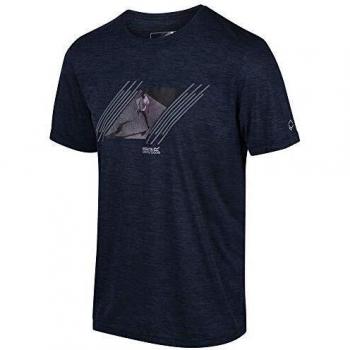 Regatta Fingal V-Camiseta Estampada para Deportes Activos, De Secado Rápido Y Manga Corta T-Shirts/Polos/Vests, Hombre, Dark Denim, XXXL