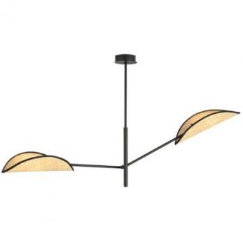 Lámpara de Suspensión Vene EPIKASA, Acero con Recubrimiento de Polvo y Tejido en Negro y Marrón, 102x51x11 cm