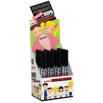 Expositor Uni-Ball Marcador Permanente Negro Super Ink Marker PNA-125/16P - 16 unidades