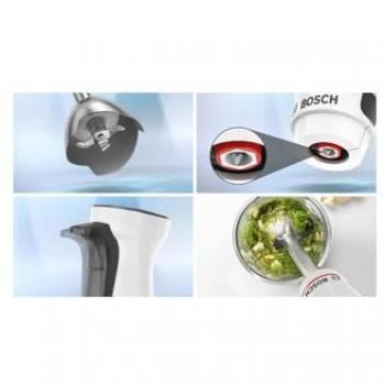 Batidora de Mano Bosch MSM4W221 - 600 W - 4 Lamas Afiladas - Bol Mezclador - Mini Hachador - Batidor - Engranaje Cerámico - Blanca