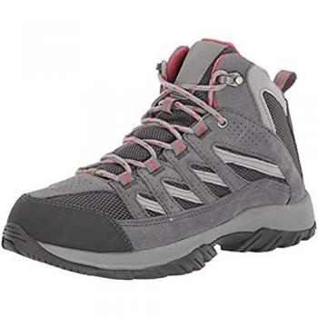 Botas Columbia Crestwood Mid Waterproof para mujer, color gris oscuro y rojo, talla 41, impermeables, ideales para montaña, senderismo y trekking