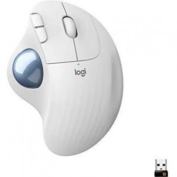 Logitech ERGO M575 Ratón Trackball Inalámbrico, Control sencillo con el pulgar, precisión y seguimiento suave, diseño ergonómico, para Windows, PC y Mac, con Bluetooth y USB, Blanco