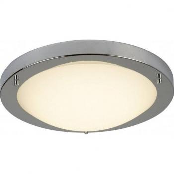 Plafón de Techo LED Redondo Pequeño Satinado Plata con Cristal Blanco IP44 13W 3000K