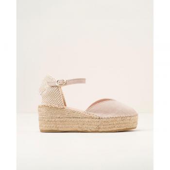 Alpargatas de cuña Macarena Java 22 Beige Serraje con Pulsera