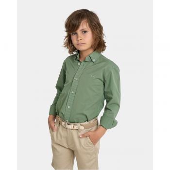 Camisa Spagnolo tejido gabardina cuello botón verde oliva para niño