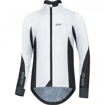 GORE Wear Chaqueta impermeable de ciclismo para hombre, M, Blanco/Negro, 100264