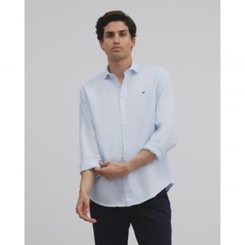 Camisa sport oxford raya fina blanca celeste para Hombre
