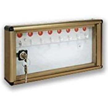 Bacheca Portallaves Alubox de Aluminio con 24 Ganchos - Dimensiones 30x5x40 cm, Color Bronceado