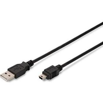 Digitus USB 2.0 A to Mini B Connection Cable, 1.0 m, Black, with OTG Function