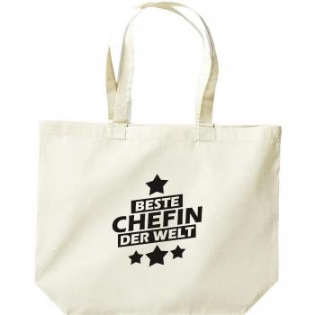 Shirtstown Grande Bolsa de Compras, Mejor Chefin Del Mundo, natural, 35 cm x 39 cm x 13 cm