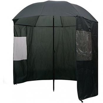 vidaXL vidaXL Paraguas con Paredes de Pesca Sombrilla con Toldo Lateral para Pescar Refugio de Deporte Verde 240x210 cm Sombrilla con Toldo Lateral