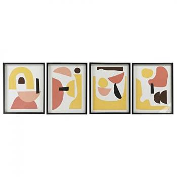 Cuadro DKD Home Decor 40 x 2,5 x 50 cm Abstracto Escandinavo (4 Piezas) Cristal Madera MDF
