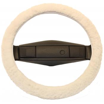 Cubierta funda para el volante piel de cordero blanco