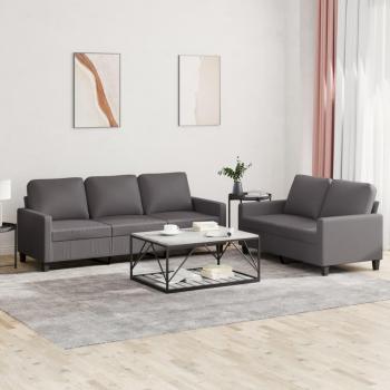 Juego de sofás con cojines 2 piezas cuero sintético gris vidaXL