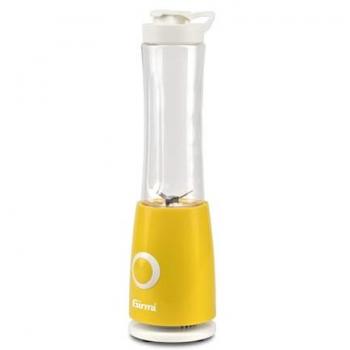 Batidora Smoothie Maker Girmi FR04, 0,5 litros, 260 W, 4 cuchillas de acero inoxidable, BPA Free, funcionamiento por pulso, con tapa de viaje y vertedor, Blanco y Amarillo