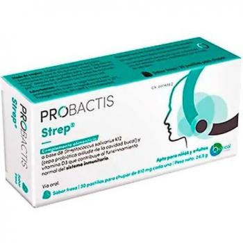 PROBACTIS Strep 30 Pastillas con Sabor a Fresa para el Refuerzo de la Salud Bucal