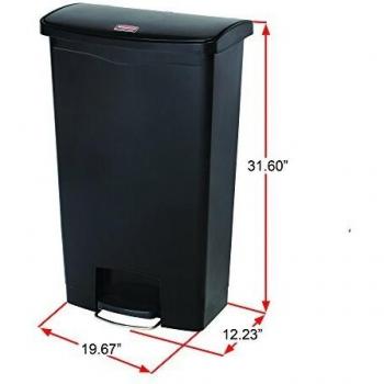Contenedor de basura Rubbermaid Slim Jim® de pedal frontal 130 L, resina blanca, capacidad de 130 litros, diseño delgado para espacios reducidos, tapa con pedal para apertura manos libres, construcción duradera y resistente a impactos
