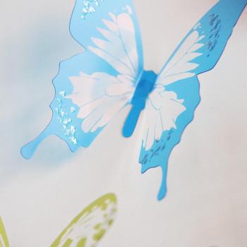 Mariposa 18Pcs Rainbow Fox Crystal estilo 3D Wall Decal Revestimientos de Paredes para Party
