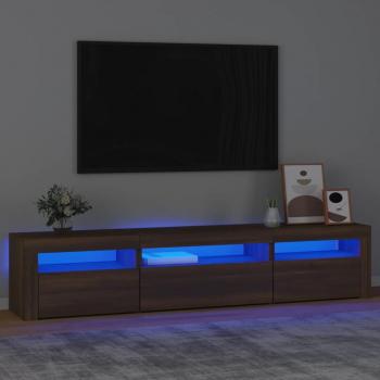 Mueble de TV con luces LED marrón roble 195x35x40 cm