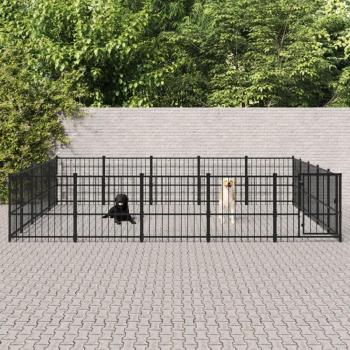 Jaula para perros de acero al aire libre 23,52 m² Negra