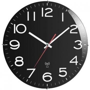 TFA Análogos Reloj de Pared inalámbrico, Negro, L 310 x B 45 x H 310 mm