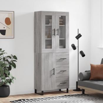 Aparador alto de madera contrachapada gris sonoma 69,5x34x180 cm