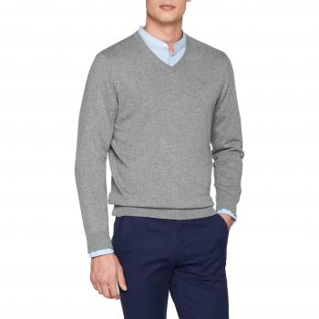 Scalpers V Neck Melange, Jersey para Hombre, Gris Light Grey, Medium