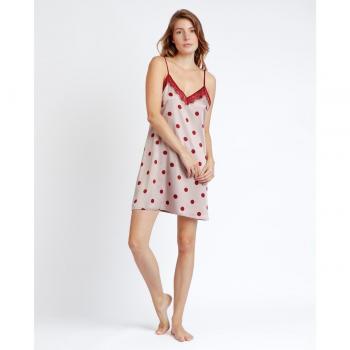 Camisola Tirantes Elegant Dots para Mujer Gris con Estampado de Lunares y Detalle Lencero Corto Admas Classic