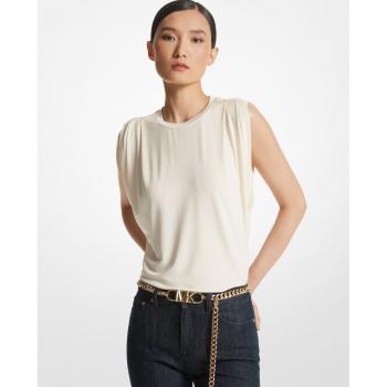 Michael Kors Women's Beige Sleeveless Knit Top - Stylish T-Shirt Size S