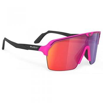 Rudy Project Gafas De Sol Spinshield Air, color rosa fluor negro, lentes RP Optics Multilaser rojo, modelo SP843890-0001, talla única unisex adulto