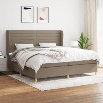 Cama box spring con colchón Tortera 200x200 cm en tela gris taupe