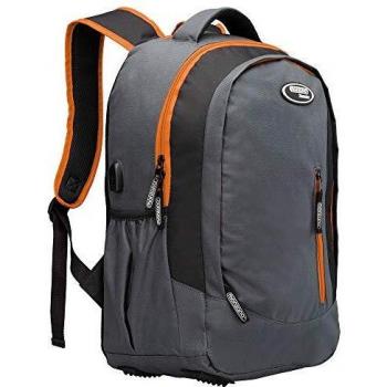 Mochila Gris/Naranja 34L con Compartimento para Laptop y Puerto USB