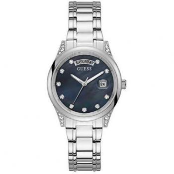 Ladies Guess Aura Watch (Guess Women's Watch GW0047L1) - Type: Analog Watch, Diameter: Ø 36 mm, Features: Quartz movement, Stainless steel case, Water-resistant up to 30 meters, Mineral crystal glass, Silver-tone