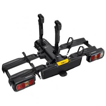 Portabicicletas GO BIKER TAGLE E-VELOQ 2 para 2 Bicicletas Eléctricas y Estándar - Capacidad 60kg - Antirrobo - Plegable - Basculante