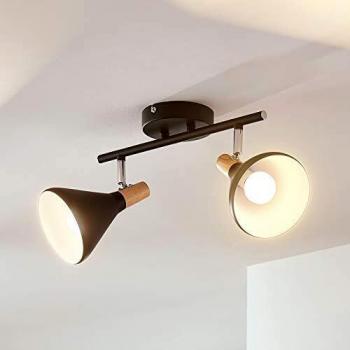 Plafón moderno Lindby Arina en negro, 2 luces E14, hecho de metal, para dormitorio