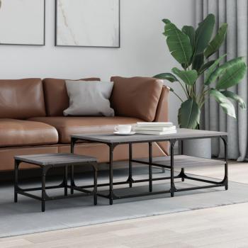Sala Mesas apilables 2 piezas gris Sonoma madera multicapa