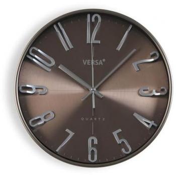 Reloj de Pared Versa Plateado Plástico Cuarzo 30 cm (Alto) x 4,3 cm (Grosor) x 30 cm (Ancho), Color Plateado, Estilo Moderno