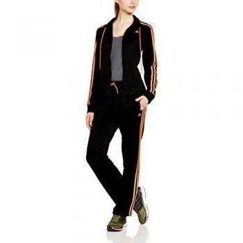 adidas ESS 3S Suit - Chándal para mujer, color negro / naranja, talla XS